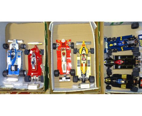 Seven Grand Prix 1/12'' scale F1 racing cars, (mainly completed Tamiya kits), 1976-1980, (7). 