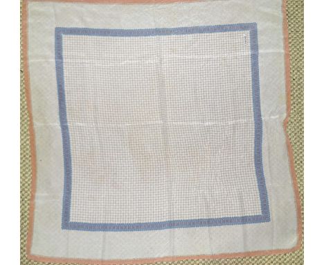 Chanel,&nbsp;a silk scarf in muted apricot and blue on a light background, 86cm square. 