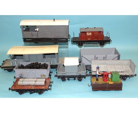 G/1 gauge, a Bachmann wagon, a Lehmann handcar and six other wagons, some scratch-built, (one in pieces), (8). 