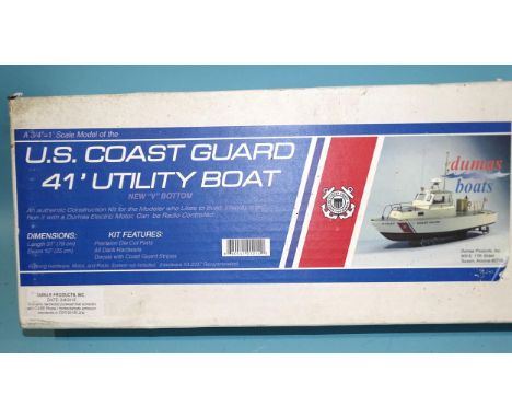 A Dumas Boats ¾"=1" scale model kit of a US Coastguard 41' utility boat dated 2-4-2015, (unchecked, appears complete). 