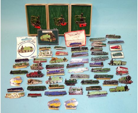 A collection of fifty-seven metal railway engine lapel badges, (57). 
