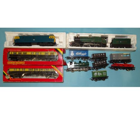 Hornby OO gauge, R078 King Class 4-6-0 locomotive "King Edward I", (packing only), R074 Class 35 diesel, (packing only), R041