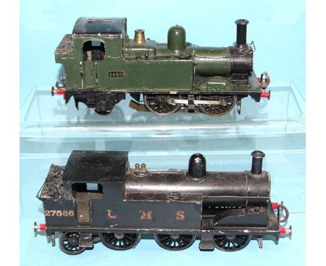 O gauge, a kit-built 0-4-2 tank engine RN1450 and another, 0-6-2, LMS, RN27586, (both a/f), (2). 