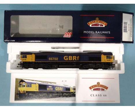 Bachmann OO gauge, 32-727DS Class 66 diesel locomotive GBRf RN66702, DCC sound, (boxed). 