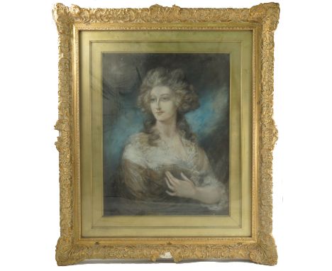 Pastel portrait of a lady, in the style of Gainsborough, 24ins x 18ins