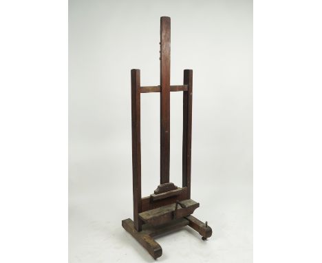 A 19th century oak adjustable easel, by Lechertier Barbe and Co of Regents Street, width 21ins Condition report: Working ease