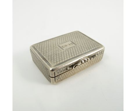 A Victorian silver vinaigrette, of rectangular form with engine turned decoration to the case and pierced grill, with gilt wa