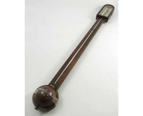 A 19th century rosewood cased stick barometer, with mercury filled thermometer, the dial inscribed W Gilbert London, af, heig