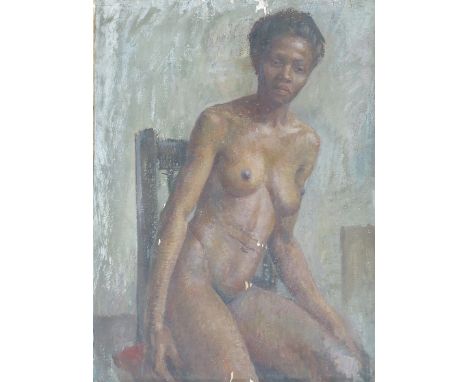 Constance Anne Parker, oil on board, portrait of a seated lady, 30ins x 25ins, together with a loose nude 