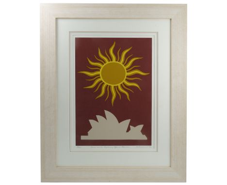 John Coburn, limited edition lino print, Sun and Sydney opera House, 12/300, dated 1982, 20.5ins x 14ins 