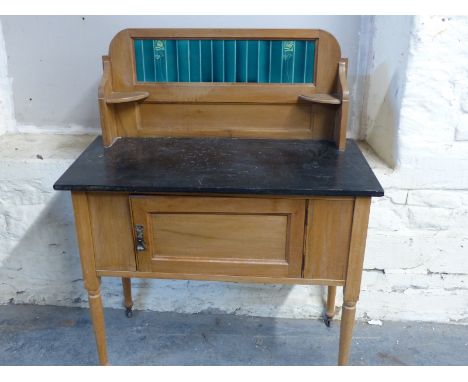 A satinwood tile back washstand, W92 x D46 x H114cm