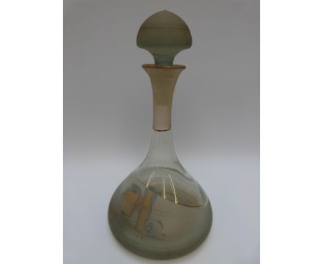 A mid-20thC art glass carafe signed Jon Art, 38cm tall