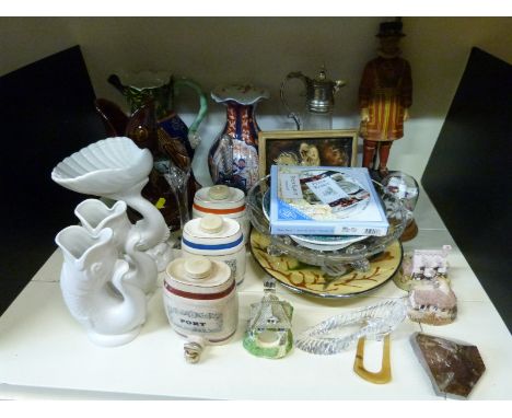 A collection of ceramics and glass including a Masons Ironstone jug, Imari vase, Lord of the Isles Steamship Company bowl, Wa