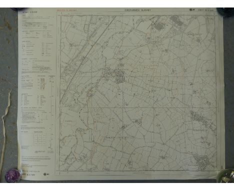 A quantity of rolled Ordnance Survey maps to include Derbyshire and Staffordshire SK21NW 1993 etc all 6 inches to 1 mile