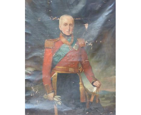 A large 19thC three-quarter length oil on canvas portrait of Lt General Sir Rufane Shaw Donkin, GCH KCB FRS FRGS (1772-1841) 