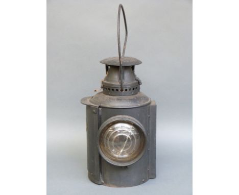 The Adlake non sweating railway lamp with LMS Railway plaque to side H34cm