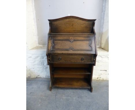 An oak Art Nouveau style student's bureau, W81 x D35 x H128cm