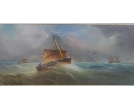 B Ward pastel seascape 'Deal Lugger off to the Wash'', signed and titled to lower edge, 29cm x 57cm