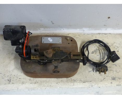 Adept mini metal working lathe mounted on a wooden base to suit model engineer/ clock making 