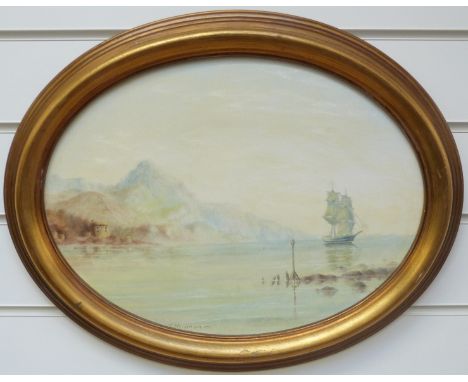 Thomas Newman oil on board study of a seascape, max diameter 38cm