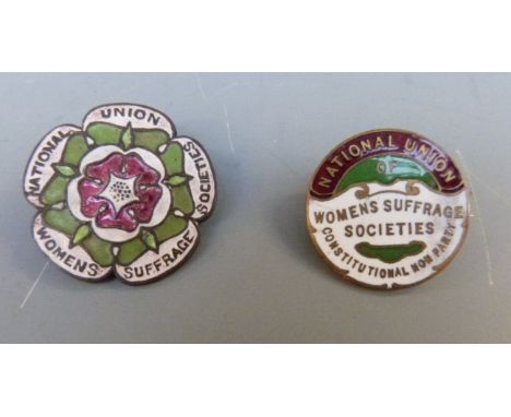 Two National Union of Women's Suffragette Societies enamel suffragette badges 