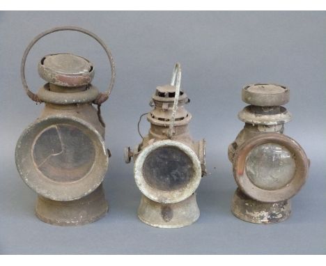 Lucas King of the Road early motor car lamp marked 724 a King of the Road back light and a Lucas Kings Own No F143 lamp, heig