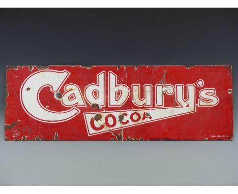 Cadbury's Cocoa vintage enamel sign, 31 x 92cm 