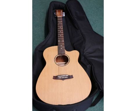 Tanglewood TRW SFCE single cutaway electro acoustic guitar with Black Rat soft case.