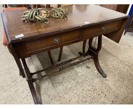 Reproduction mahogany drop leaf sofa style table