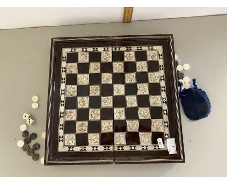 Mother of pearl inlaid folding games board 