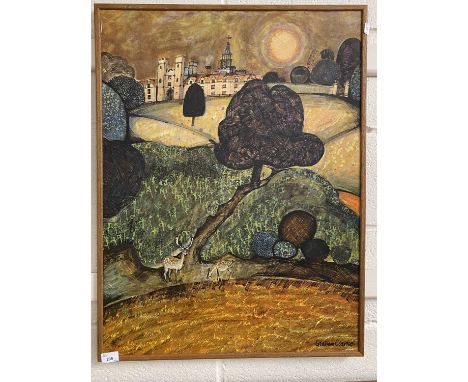 Graham Clarke, coloured print of a park land scene with deer
