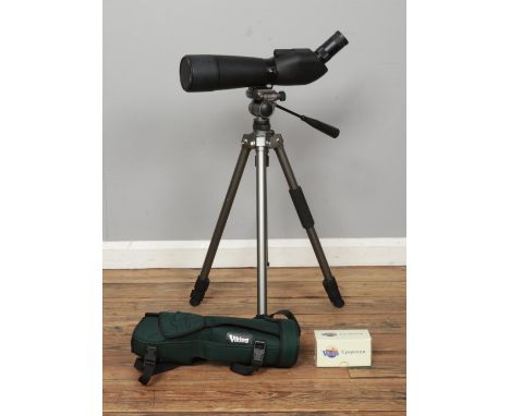 A Viking Spotting Scope, fitted with V-66 18X V-80 22X eyepiece. With case and Opticron tripod.