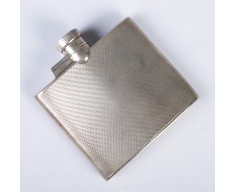 A George VI silver hip flask. Assayed Birmingham 1940 by William Neale &amp; Son Ltd. 10cm x 10cm. 124g.