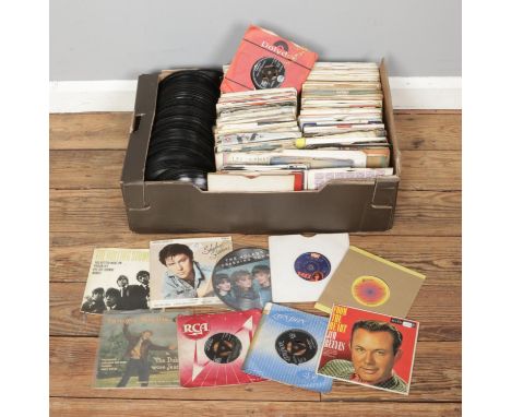 A large box of singles including The Rolling Stones, Shakin Stevens, The Nolans, T.Rex, The Floaters, Tommy Steele etc
