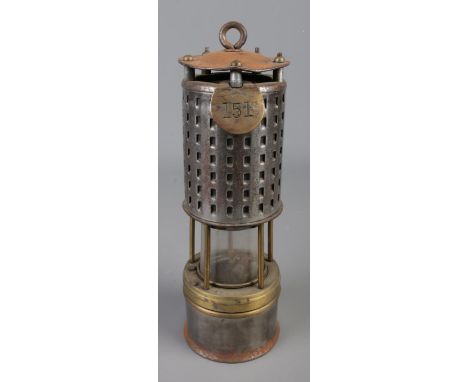 A Koehler No.20 A American miners safety lamp with pierced hood and miners tally/pit check numbered 151/312 for the Philadelp