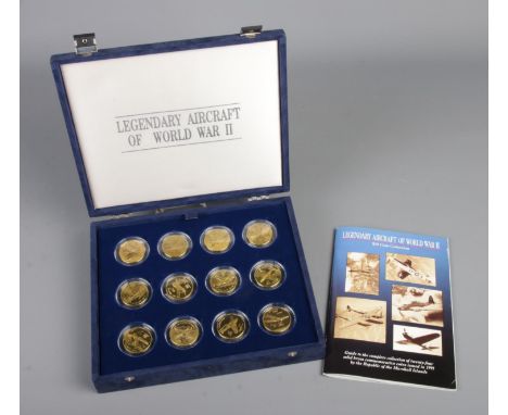 Legendary Aircraft of World War II $10 coin collection featuring 24 solid brass coins depicting planes and pilots. Issued by 