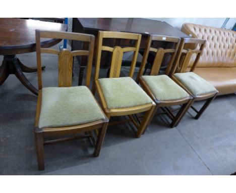 A set of four Art Deco light oak dining chairs 
