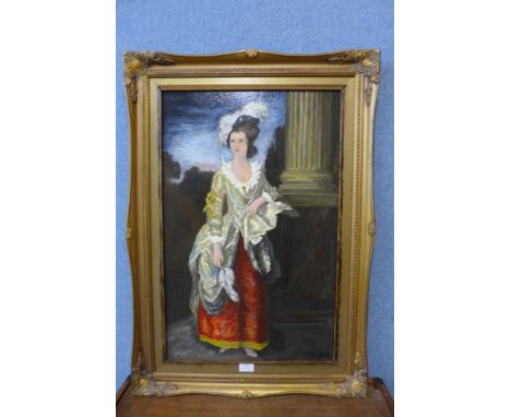English School, portrait of a noble lady, oil on board, framed 