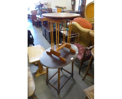An oak bobbin turned occasional table and one other 