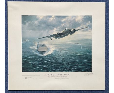 WW2. Lt Gen James H Doolittle and John Young signed John Young colour print titled North American B 25B Mitchell. Signed in p