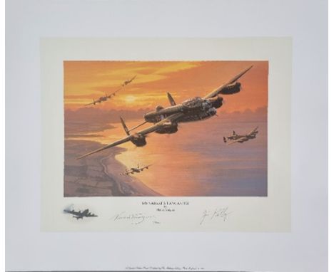 WW2 Colour Print Titled Mynarski`s Lancaster by Nicolas Trudgian. Limited 11 of 800. signed in Pencil by Nicolas Trudgian the