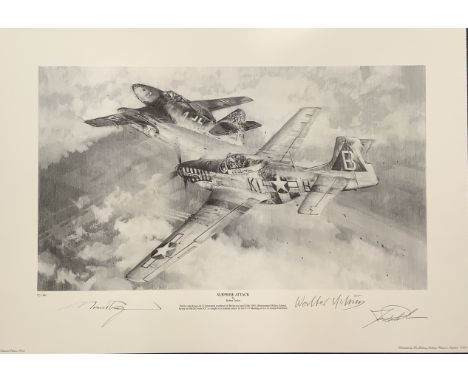 WWII 23x16 inch approx. signed pencil print titled Surprise Attack limited edition 7/300 signed in pencil by the artist Rober