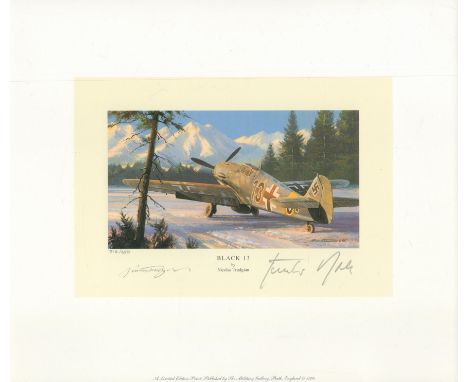 WWII 12x10 inch colour limited edition print titled 516/650 signed in pencil by Nicolas Trudigan and Luftwaffe ace Gunther Ra