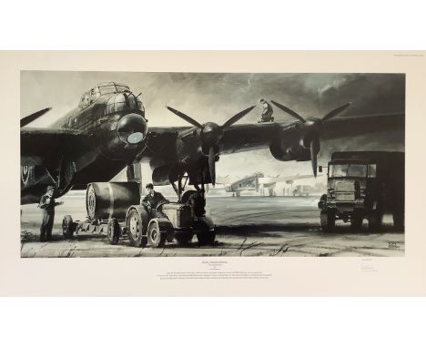 WWII 28x17 inch approx signed colour print titled Final Preparations limited edition 16/300 signed in pencil by the artist Ke