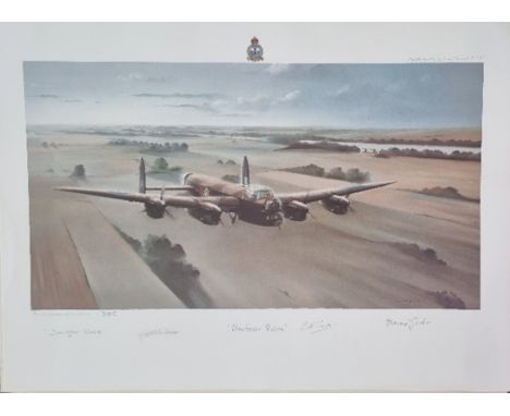 WW2 Colour Print Titled Dambusters Return by Maurice Gardner. Limited 300 of 850. Multi Signed by Maurice Gardner the Artist,