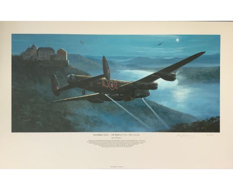 WW2 Mark Postlethwaite Signed Colour 28x18 Print Titled Dambusters Approaching the Eder. Limited Edition 42/150. Signed by th