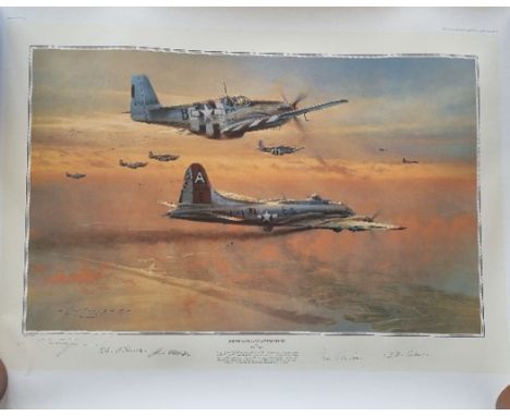 WW2 Colour Print Titled Bringing The Peacemaker Home by Robert Taylor. Limited 39 of 750 Multi Signed in Pencil by Col. C.E. 