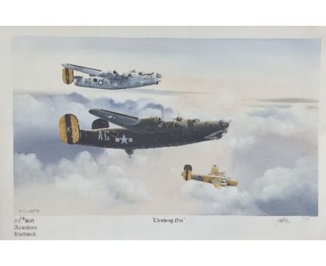WW2 Colour Print Titled Climbing Out by Keith Hill. Signed by Keith Hill Artist. Limited 15 of 250. Measures 29x20 inches app