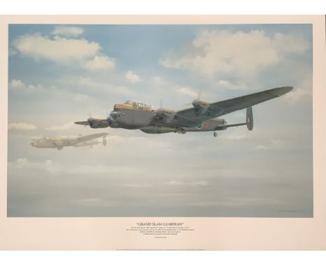 WWII 28x20 inch approx unsigned colour print titled Grand Slam Guardian by the artist Maurice Gardner. Good condition. All au