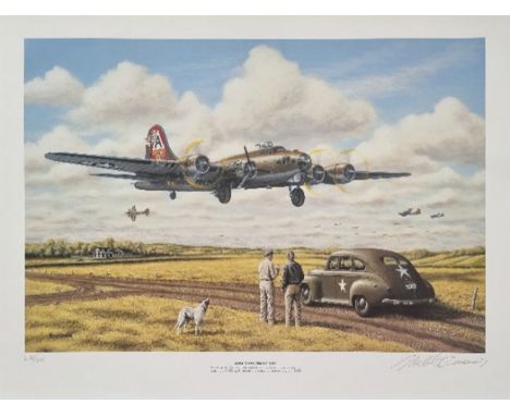 WW2 Colour Print Titled How Many This Time by Michael Newcomer. Signed by Michael Newcomer the Artist. Limited 635 of 950. Me